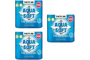 Pescaplanet 3 Confezioni Carta igienica WC Eco Aqua Soft Thetford 4 Rotoli idrosolubile per Camper Nautica Campeggio200 Strappi