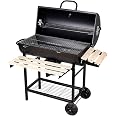 Barbecue Charbon De Bois SunJas - 2 Étagères Bois - 101x70.5x94.5cm - Thermomètre Intégré