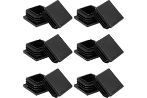 12 styck lamellpluggar för fyrkantsrör, 25 x 25 mm, rörpluggar, svart, rektangulära, fotkåpor för stolar, hyllor, rörskydd