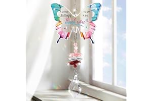 PRSTENLY Thank You Gift, Butterfly Crystal Suncatcher, Thank You Gifts for Women Colleague Friend Teacher Nurse Mentor, Friendship Gift for Her, Inspirational Birthday Thanks You Present