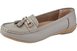 JO & JOE Femme Cuir Plat Mocassin Femmes Décontracté Confortable Cuissard Talon Bas Compensé Chaussures Travail