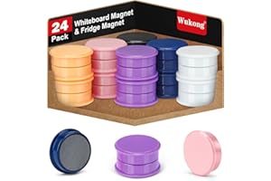 Wukong Magnesy na lodówkę, 6 kolorów, mocne magnesy tablicowe do biura, tablic informacyjnych, tablic planowania, szkoły, pocztówki, 24 szt