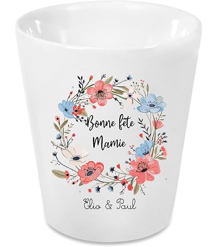Petit Pot De Fleurs En Céramique "Mamie D'Amour" - Diamètre 9cm - Cadeau Doux Pour Grand-Mère, Pour Succulente Ou Cactus