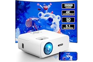 ZOOMCAT Beamer, Full HD 1080P Beamer 20000 Lumen Beamer 4K Unterstützt, 5G/2.4G Dual WiFi Bluetooth Beamer, Mini LED Heimkino Video Beamer Tragbarer Projektor 4K Kompatibel mit Smartphone/TV Stick/HDMI/PS5