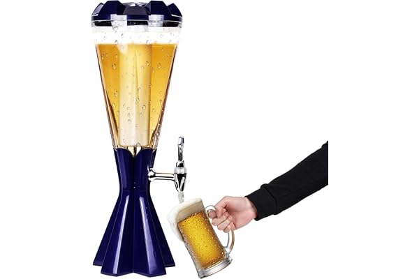 SERdeerCH Beer Giraffe,3L Distributeur de Boisson avec Tour de bière et Tube de Glace et Balise Lumineuse en fût pour