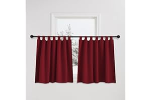 PONY DANCE Tende Corte Oscuranti Natalizie per Casa Tende Cucina Termiche per Finestre Piccole con Passanti Decorazione Curtain Oscurante da Interno 2 Pezzi 140x90 CM, Rosso