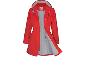 ATLASLAVA Regenjacke Damen Lang Wasserdicht Kapuze Regenmantel übergangsjacke Trenchcoat Outdoor Mantel