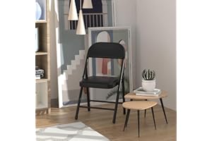 Rcynview Silla Plegable Ligera con Asiento Acolchado Ultragrueso, Sillas Plegables Comedor para Uso en Interiores, Cómodas Sillas de Metal con cojín Blando, Silla Plegable para Cocina Salón (Negro,1)