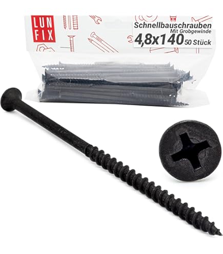 4.2X70Mm Vis Noires Pour Cloisons Sèches, Tête Fraisée Phillips, Filetage Grossier Autotaraudant