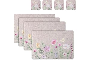 ‎CASAIDO Casaido Tischset Filz,Platzset Beige,4er Pischsets Filz,4er Filzuntersetzer,Platzdeckchen Tisch Sets,Tischsets Platzsets Abwaschbar