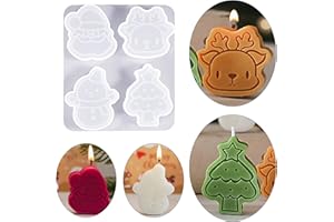 PHOGARY Christmas Silicone Epoxy Resin Moulds - Santa Claus, Elk, Snowman, Christmas Tree Candle Moulds for DIY Craft, Winter Home Decoration