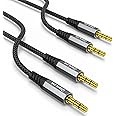 QianLink 2 Pack AUX Cable, (6.6ft/2m, Hi-Fi Sound) 3.5mm TRS Auxiliary Audio Cable Nylon Braided Cord Compatible with Car,Home Stereos,Speaker,iPod iPad,Headphones,Sony,Echo Dot,Beats (Grey)