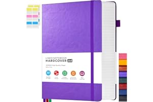 FOCUS DAY Cuaderno A4 - Bullet Journal diario rayado con 320 páginas y papel premium de 100 g/m². El bloc de notas estilo college es adecuado para escribir y tomar notas, tamaño 21.5 x 28 cm, lila.