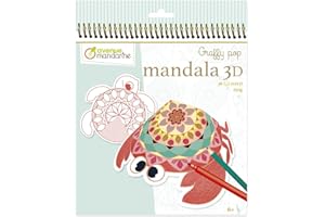 ‎AVENUE MANDARINE My Mandarine GY094C - Colouring Book Graffy Pop Mandala, Drawing Paper 250 g, Pre-Cut Shapes, 12 Designs Repeat Three Times, Ideal for Children from 6 Years, 1 Piece, 3D Mandala