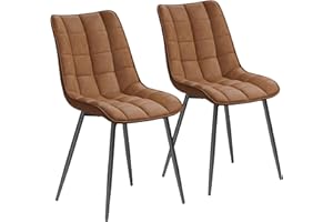 WOLTU Dining Chairs Set of 2, Accent Chairs for Kitchen/Dining Room/Bedroom/Reception Room with Backrest and Upholstered Seat, Faux Leather, Light Brown, BH207hbr-2