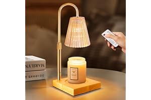 OKYUK Candle Warmer Lamp, Remote Control, Latest Upgraded Candle Lamp Warmer with 2-4-8H Timing, 4-Level Dimming, Height Adjustable, 2 Bulbs for Home Decor Christmas Gifts for Mom(Champagne Timer)