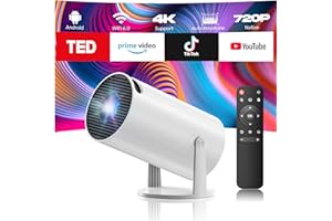 CAMWORLD Vidéoprojecteur 4K Mini Projecteur Portable Android 11 avec BT 5.0 et WiFi 6, projecteur Video avec Auto Keystone, 220° Rotation retroprojecteur Compatible avec USB/PS/HDMI/TV Stick