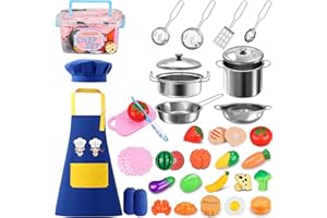 Onherm Kinderküche Zubehör, 35 Stück spielküche zubehör, Leicht, langlebig und sicher familienspiele matschküche Rollenspiele Spielküche Kinder küchenset für über DREI Jahre alt Kleinkinder Jungen