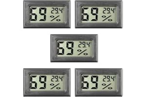 HYNNIO 5 x Digitales Mini-Thermometer, Temperatur-Thermometer, Luftfeuchtigkeits-Thermometer, Mini-Thermometer, digitales Hygrometer, Innentemperatur und Luftfeuchtigkeit, Schwarz