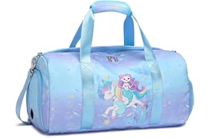 Kimwadalh Borse Sportive per Bambini Ragazze Borsa Sport Bambina Borsone da Viaggio Ragazza con Tracolla,Unicorno Borse per Danza, Balletto, Ginnastica