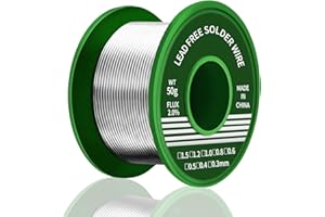 Meccion Drut Lutowniczy 0,6mm 50g Bezołowiowy Cyna do Lutowania Sn99,3 Cu0,7 Drut Lutowniczy z Rdzeniem Kalafonii do Lutowania Elektrycznego i Majsterkowania