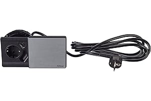 Schulte 1592 7000 3300 EVOline Square 80 Schuko avec Chargeur USB Acier Inoxydable