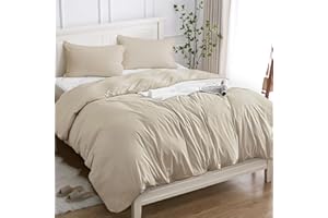 COTOPURO Poszwa na kołdrę pojedyncza 100% bawełna 135/140 x 200 cm (1 poszewka na poduszkę 50 x 80 cm), wysokiej jakości bawełna OEKO-TEX 150 g/m², miękki, oddychający, hipoalergiczny - beżowy