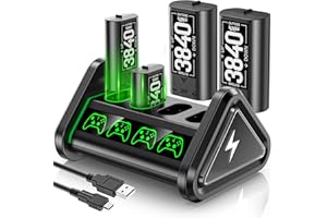 KOSKER Batterie Rechargeable pour Manettes X-Box, 4 Batteries Rechargeables de 3840mWh pour Manette X-Box, Batterie de Manette X-Box Series avec Station de Charge pour Manettes X-Box One/One S/One X/Elite