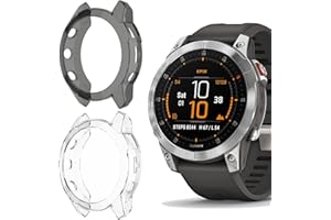 KUSINHOKA 2 Pack Funda para Garmin Epix Gen 2, Anti-Arañazos Ultra Delgado Silicona Protectora Carcasa, Flexible TPU Protector Carcasa para Garmin Epix 2, Transparente + Negro