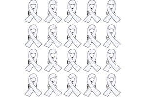 WANDIC 20 Broches en Forme de Ruban Blanc Épingles à Ruban Décoratives pour la Sensibilisation au Cancer du Poumon en Métal et Émail Coloré