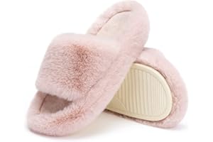 Chantomoo Damen-Hausschuhe Memory-Schaum Haus-und Schlafzimmer-Hausschuhe für Frauen flauschiger Plüsch bequem mit Kunstfell gefüttert Slide-Schuhe Geschenk