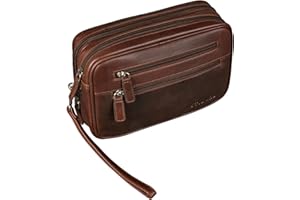 STILORD 'Nero' Pochette uomo con cinturino da polso in pelle Borsetta a mano Organizer da viaggio in cuoio Trousse Borsello piccolo vintage