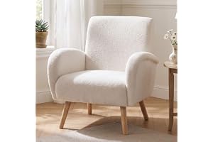 chairus fåtölj för vardagsrum fuskpäls boucle accentstol enkel stoppad lounge fåtölj med träben