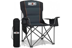 OVERMONT 204kg Oversized Camping Folding Chair for Adults with Cooler Bag & Carry Bag-Heavy Duty Lawn Chair with Cup Holder Support 450 LBS with High Back Comfy for Garden Picnic Beach
