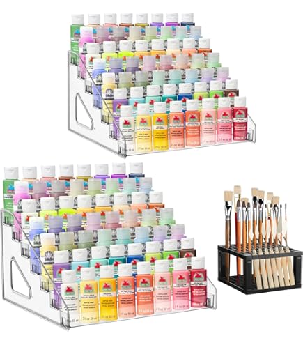 Plydolex Organiseur D'angle En Bois Pour 32 Bouteilles De Peinture Et