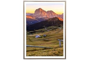 SICIGNANO CASALINGHI INGROSSO CASALINGHI ARREDO GIARDINO HOTELLERIE Sicignano | Cornice Bombata Moderna 35x50 cm in Legno Noce con Pannello MDF Robusto Vetro Crilex - Portafoto da Parete Orizzontale Verticale, per Foto Quadri Poster Documenti Diploma Laurea