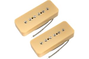 Musiclily Pro P90-BLA Alnico 5 Pastillas P90 Soapbar Single Coil Mástil Puente Pickups Set para Guitarra Eléctrica, Crema
