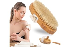 KAKVEIAI Brosse pour Corps, Brosse à Sec pour le Corps, Brosse de Bain, Crinière Naturelle Douce et Confortable, La brosse exfoliante