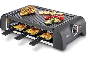 Korona 45065 Barbecue électrique de table | pour 6 personnes | 6 poêlons & spatules | Avec plaque de gril antiadhésive | câble de 1,2 m | 1000 watts