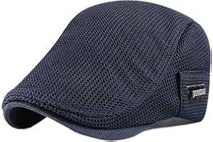 BIGOCO Gorra Boinas Plana Respirable Hombre,Gorras Irlandesa Ajustable Cabbie Gatsby Cap,Newsboy Casquillo Sombreros,Clásico Flat Cap con Visera Sombrero