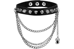 OIDEA Damen Lederhalsband Choker, Sexy Polka Dots Spitze Lederkette Halskette Halsband mit Kreis Anhänger Einstellbar Verstellbaren, Schwarz