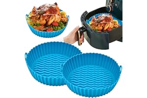 XINRONGDA 2 Piezas Molde Silicona Freidora de Aire 20CM Olla Silicona Freidora Aire en Lugar de Papel Airfryer Accesorios Freidora Sin Aceite Utensilios, Accesorios para freidora de aire para horno, microondas