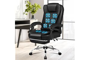 ALFORDSON Sedia Ufficio Massaggiante, Ergonomica Poltrona da Scrivania Girevole con Sedile Riscaldato, Reclinabile a 150° Altezza Regolabile, Portata 180KG, Nero
