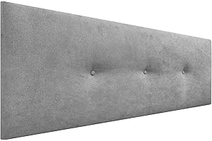 DHOME Cabecero de Polipiel o Tela Acualine Liso con Botones Tapizado de Alta Gama Cabezal Lujo Cama Dormitorio Moderno Acolchado (Tela Gris, 150x50cm (Camas 150/160))
