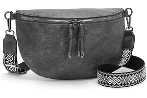 YISUOHOOM Riñonera Mujer Elegante Bolso Bandolera Cruzado Pequeño de PU Cuero Negro - Regalos Para Mujer