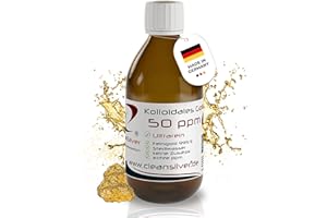 ‎CLEANSILVER CleanSilver Kolloidales Gold 50 ppm 250ml, Ultrarein: Sterilwasser und Feingold 99,99% - Made in Germany- Stets frische Herstellung im eigenen Labor