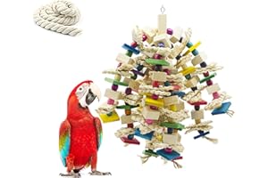 MQFORU Bird Toy Parrot Toy Made with Nature Wood, Parrot Toys for Large and Medium Birds, Best Toys for African Grey, Parakeets, Amazon Parrots, Finch, Budgie, Cockatiels, Conures ect