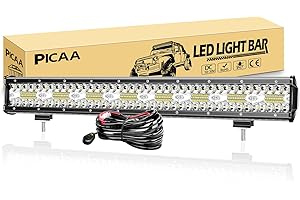 PICAA LED Light Bar 8D Tri-Row 23in 480W Spot Flood combo Beam LED Work Lights Bar Lamp Light for Car Tuck Offroad Driving Lamp SUV UTE 4WD 12V With Wiring Waterproof Driving Work Lamp 6000K