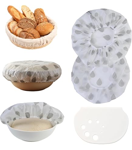 3 Coperture Elastiche Per Alimenti In Materiale Alimentare | Per Ciotole E Cestini Di Lievitazione, Lavabili, Senza BPA - 5