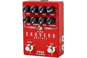 FLAMMA FS22 Stereo Delay & Reverb Combo Effects Pedal Ambient Guitar Pedal with 3 Pairs Combo Effects Reverse Delay Shimmer Reverb Tap Tempo Freeze Trail On Function